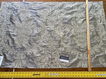 17 Boxy 32" x 54" wide Scalamandre James Hare Pimlico Snakeskin Gray Silk Embroidery