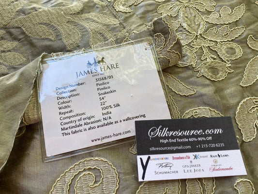 17 Boxy 32" x 54" wide Scalamandre James Hare Pimlico Snakeskin Gray Silk Embroidery