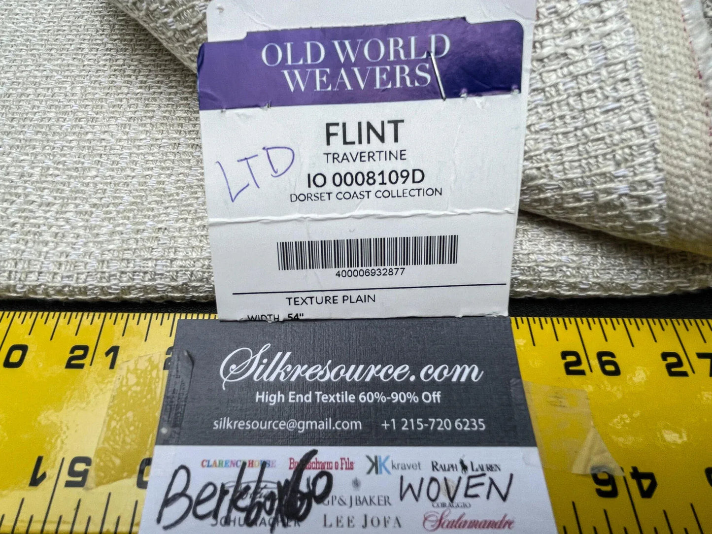 3 Berkbox60 2yard Scalamandre FLINT Travertine Beige Plains/Textures MSRP USD190/y