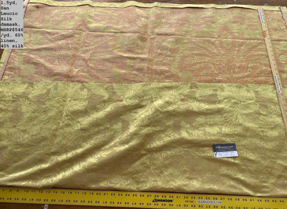 19 Boxy Scalamandre 1.5 Yards San Leucio Silk Damask Gold Pink MSRP USD 546/Y