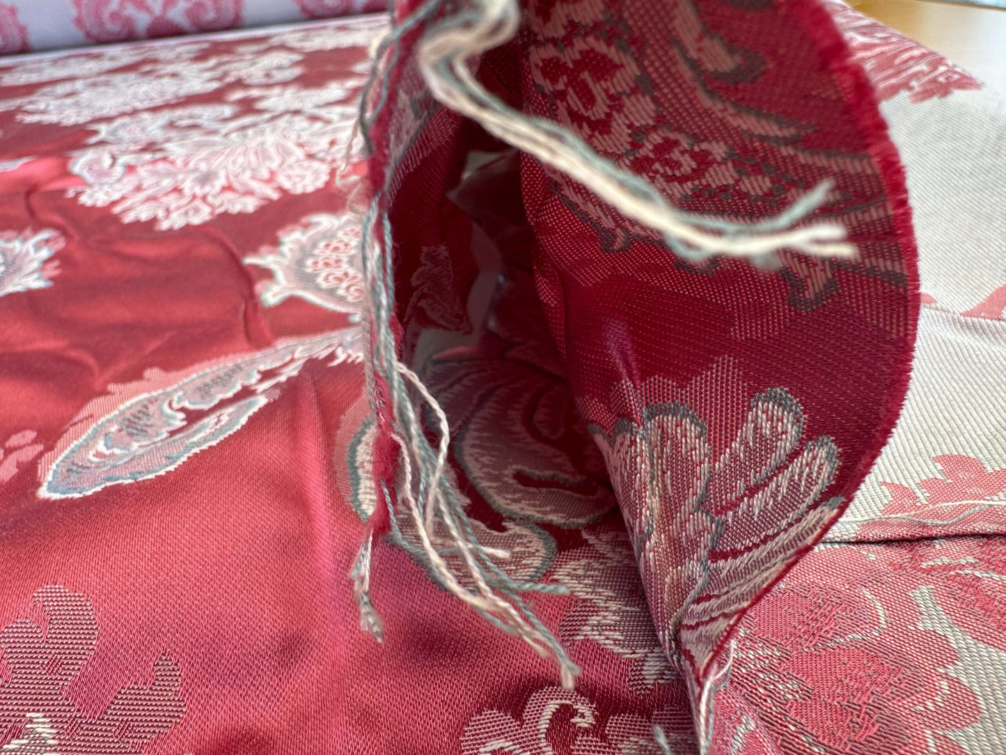 by yard Scalalamndre Red Floral Brocade with Silver Damask Pattern Renaissance Historic