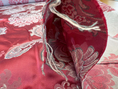 by yard Scalalamndre Red Floral Brocade with Silver Damask Pattern Renaissance Historic