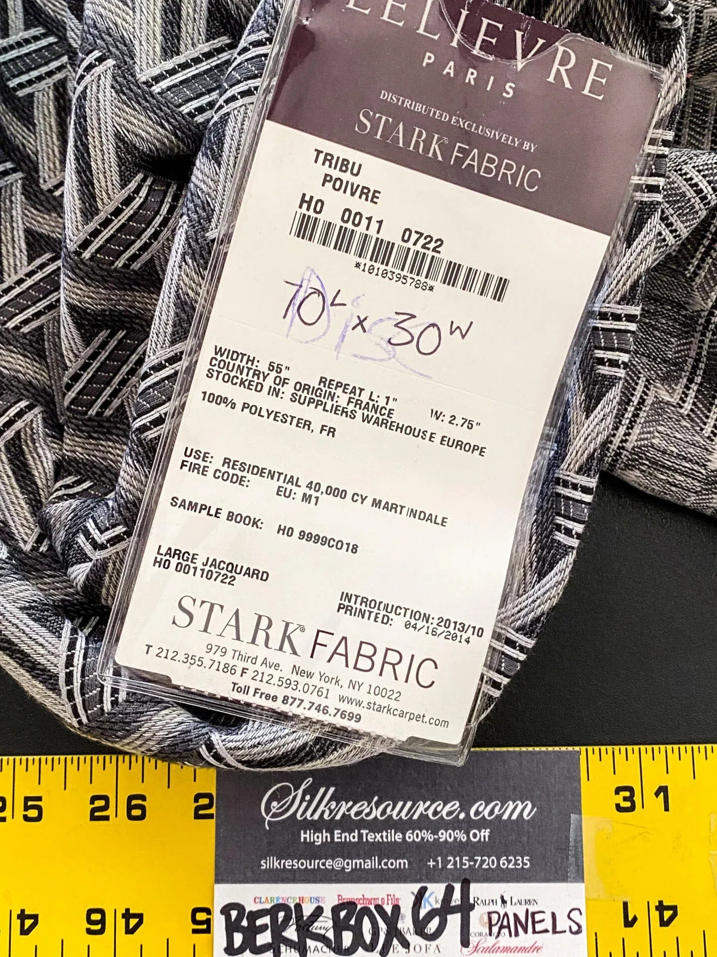 19 Berkbox64 Finished Drapery 29"x1.9yard Scalamandre TRIBU POIVRE Black White Geometric  MSRP USD576/y