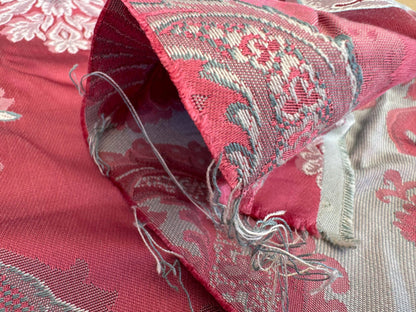 by yard Scalalamndre Red Floral Brocade with Silver Damask Pattern Renaissance Historic