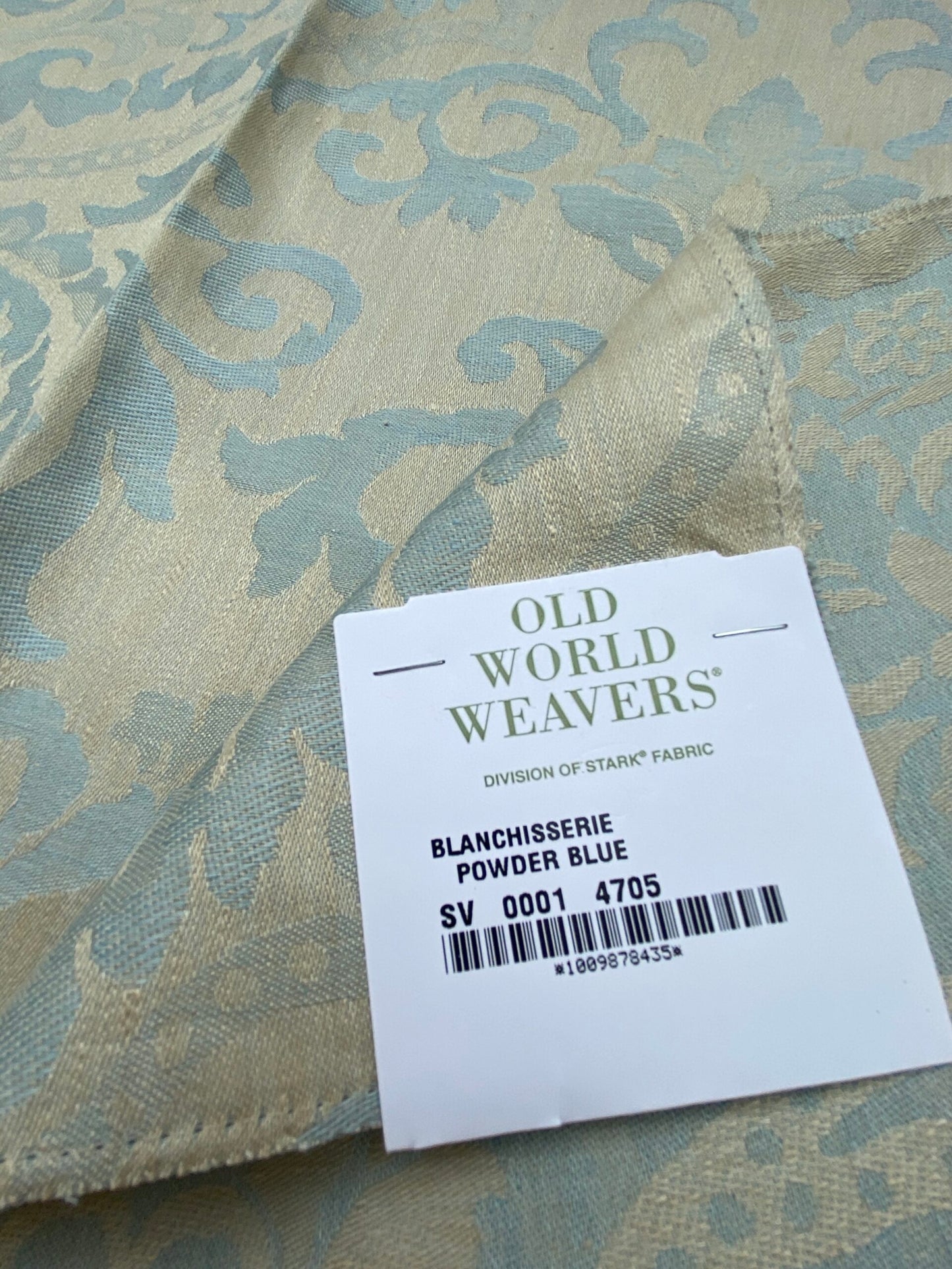 14 Berkbox90 Square Jacquard by Old World Weavers Blanchisserie Powder Blue Damask Paisley Linen MSRP USD284/y