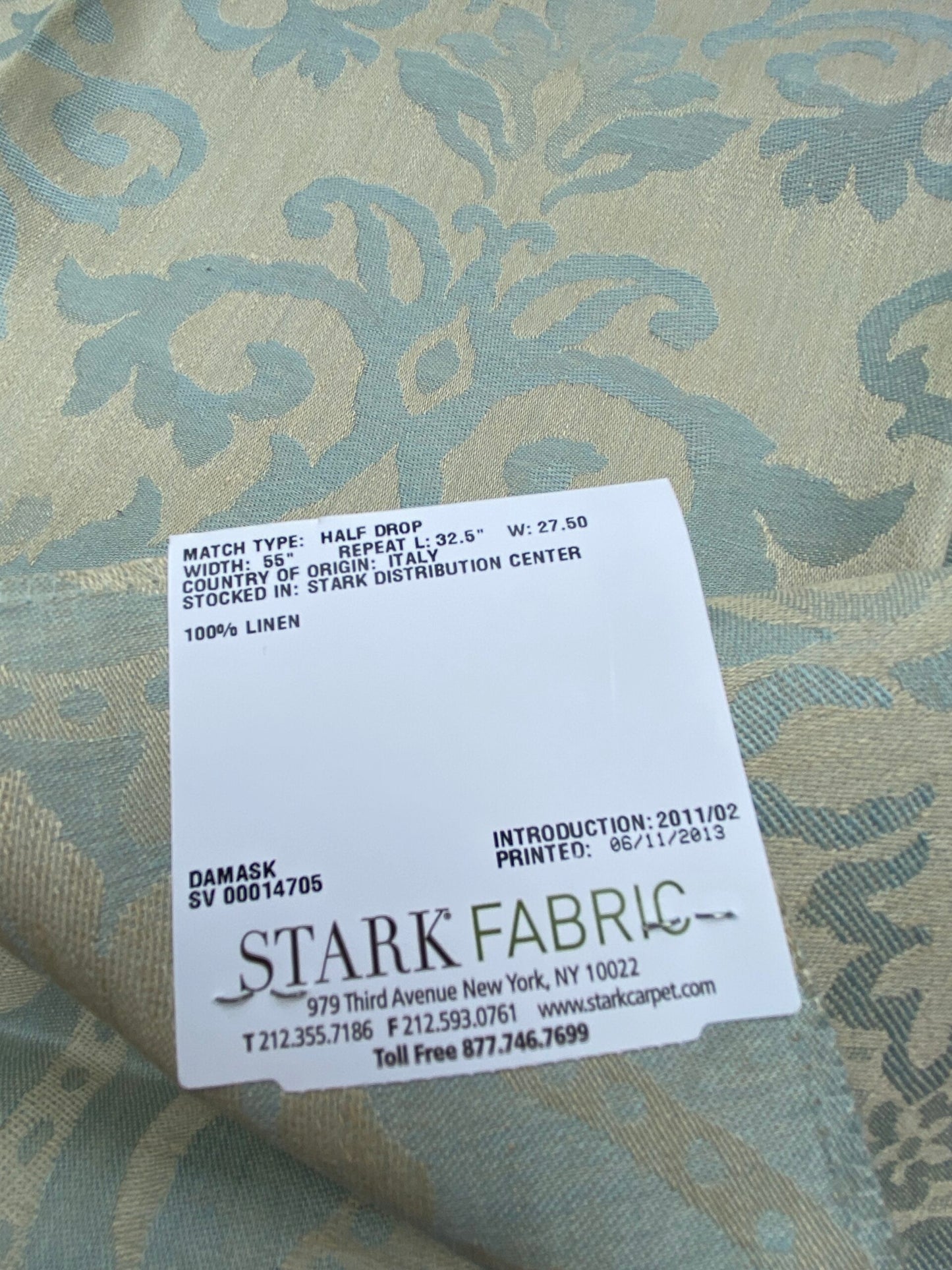 14 Berkbox90 Square Jacquard by Old World Weavers Blanchisserie Powder Blue Damask Paisley Linen MSRP USD284/y