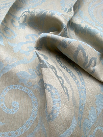 14 Berkbox90 Square Jacquard by Old World Weavers Blanchisserie Powder Blue Damask Paisley Linen MSRP USD284/y