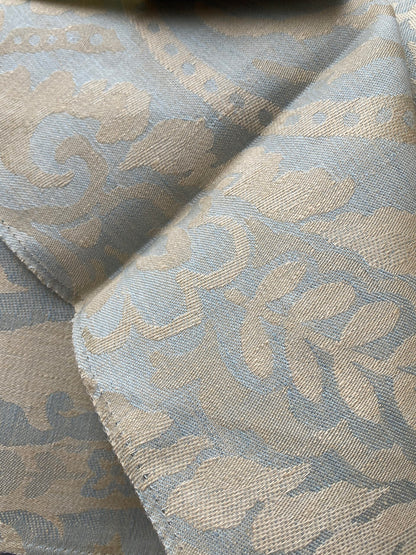 14 Berkbox90 Square Jacquard by Old World Weavers Blanchisserie Powder Blue Damask Paisley Linen MSRP USD284/y