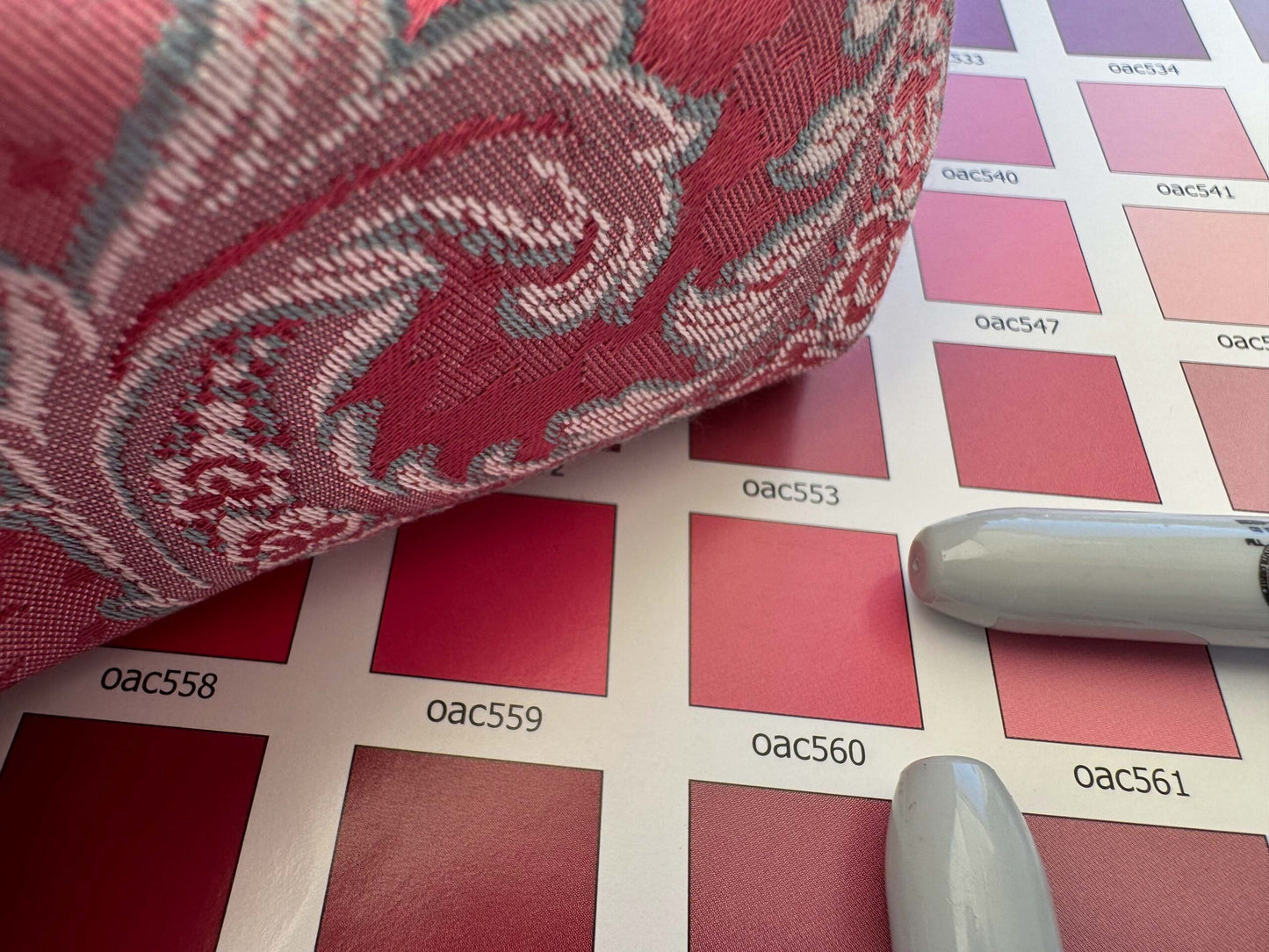 by yard Scalalamndre Red Floral Brocade with Silver Damask Pattern Renaissance Historic