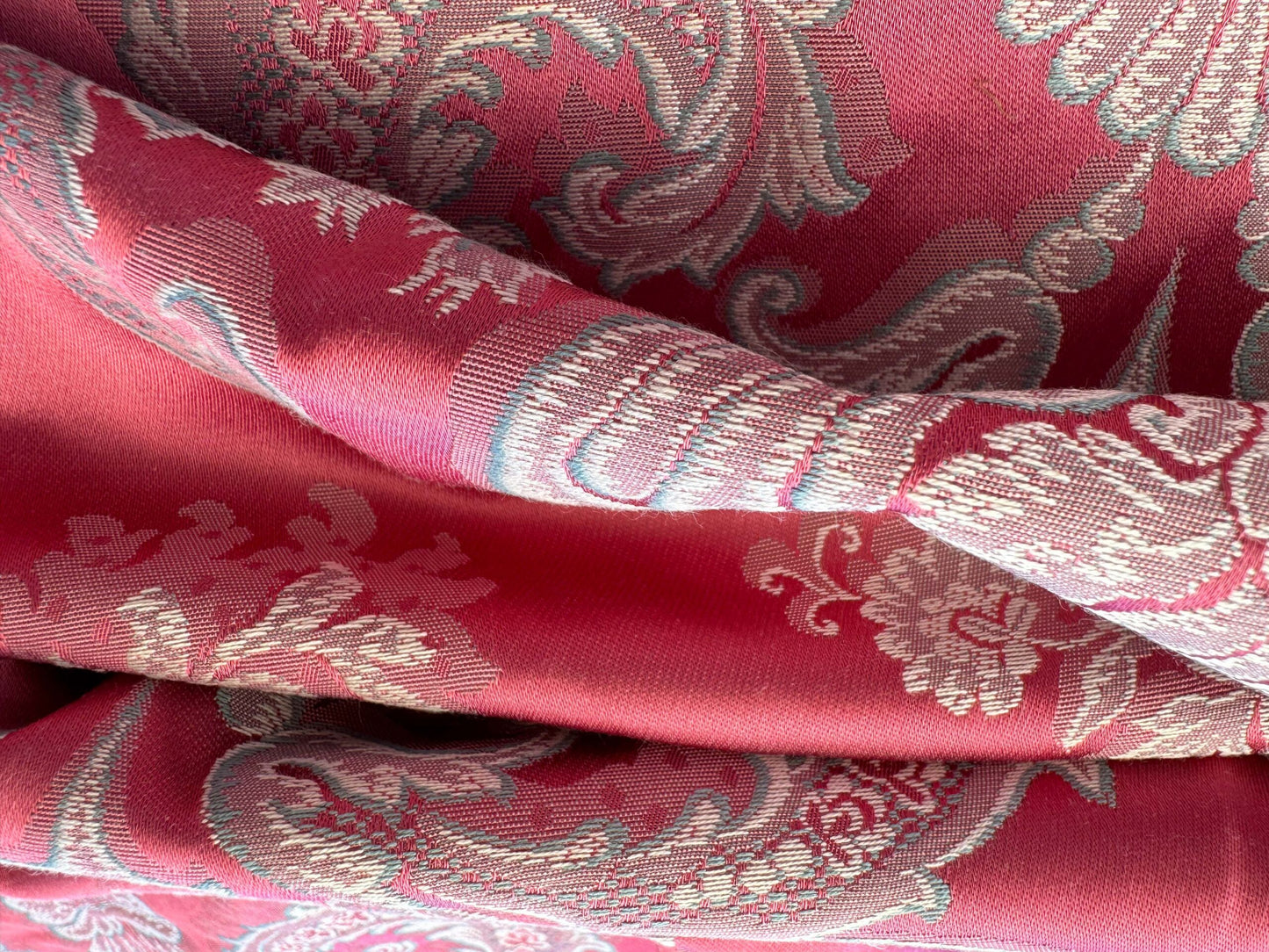 by yard Scalalamndre Red Floral Brocade with Silver Damask Pattern Renaissance Historic