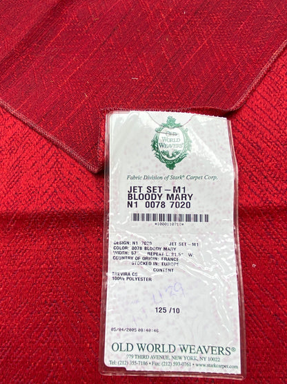 15 Berkbox90 Square Jacquard by Old World Weavers Jet Set M1 Bloody Mary Red Solid Polyester MSRP USD300+/y