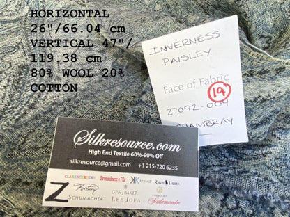 2 Boxz Scalamandre 1.4 Yards Inverness Paisley Chambray Black And White