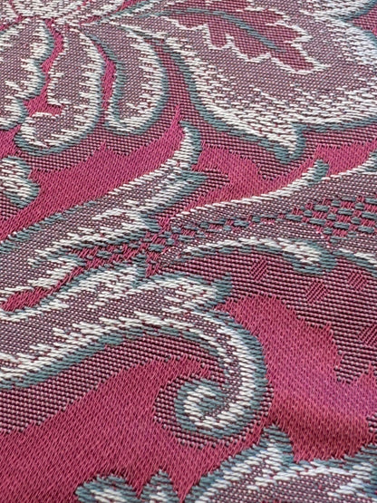 by yard Scalalamndre Red Floral Brocade with Silver Damask Pattern Renaissance Historic