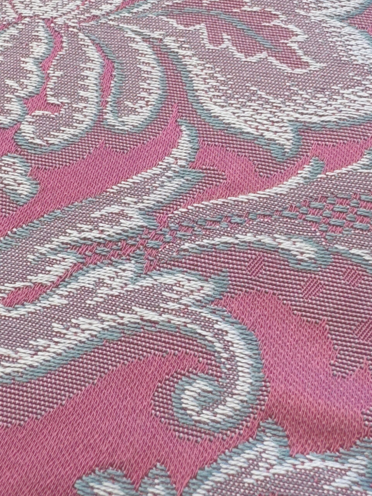 by yard Scalamandre Pink Red Floral Brocade with Silver Damask Pattern Renaissance Historic