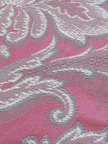 by yard Scalamandre Pink Red Floral Brocade with Silver Damask Pattern Renaissance Historic