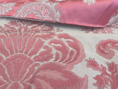 by yard Scalamandre Pink Red Floral Brocade with Silver Damask Pattern Renaissance Historic