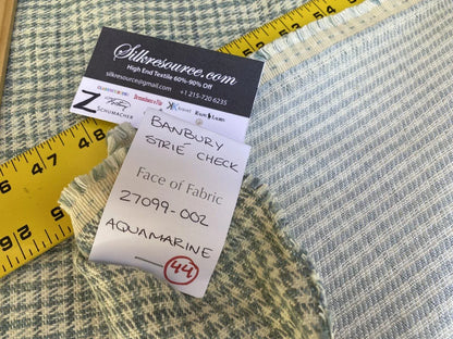 3 Boxz Scalamandre 1.4 Yards Banbury Strie Check Aquamarine Light Blue And White
