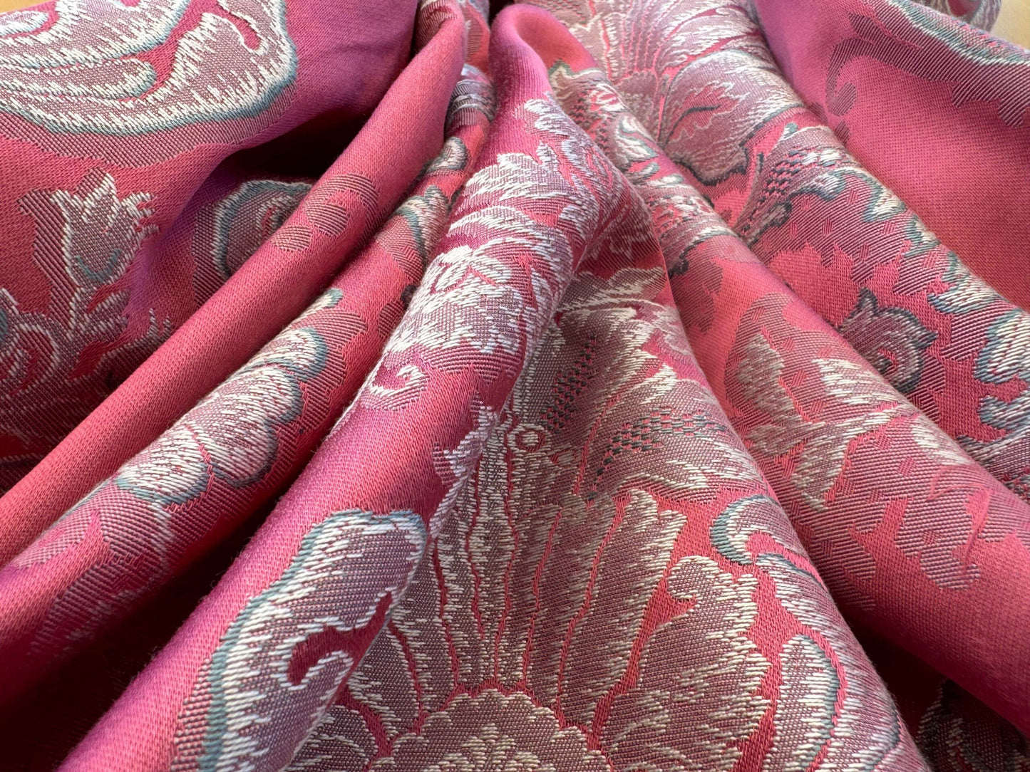 by yard Scalalamndre Red Floral Brocade with Silver Damask Pattern Renaissance Historic