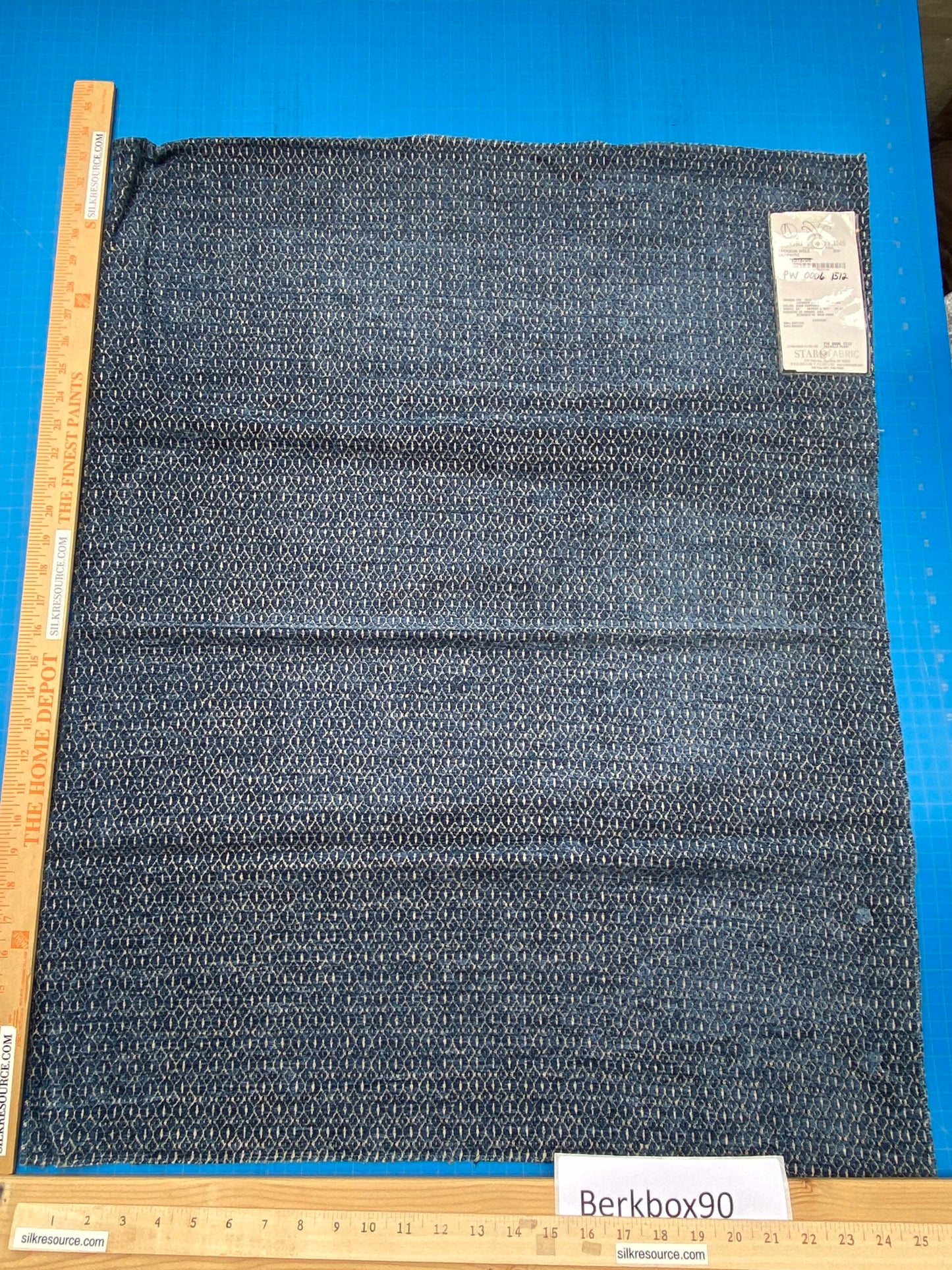 16 Berkbox90 Square Jacquard by Grey Watkins Jackson Hole Sapphire Blue Beige Diamond Ogee Small Scale MSRP USD 376/y