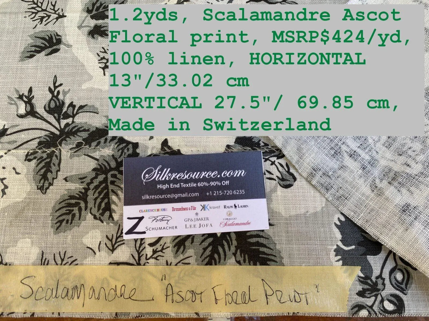 4 Boxz Scalamandre 1.2 Yards Ascot Floral Print  MSRP USD 424/yd