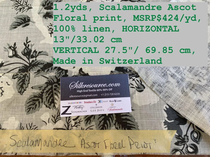4 Boxz Scalamandre 1.2 Yards Ascot Floral Print  MSRP USD 424/yd