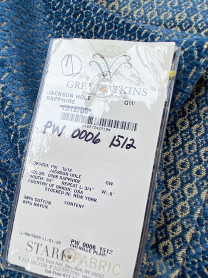 16 Berkbox90 Square Jacquard by Grey Watkins Jackson Hole Sapphire Blue Beige Diamond Ogee Small Scale MSRP USD 376/y