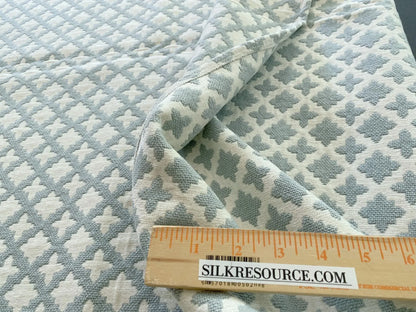 3 Berkbox64 Finished Drapery 2.4yard Scalamandre MARRAKESH WEAVE Sky Light blue and White Geometric  MSRP USD284