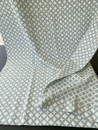 3 Berkbox64 Finished Drapery 2.4yard Scalamandre MARRAKESH WEAVE Sky Light blue and White Geometric  MSRP USD284