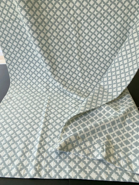 3 Berkbox64 Finished Drapery 2.4yard Scalamandre MARRAKESH WEAVE Sky Light blue and White Geometric  MSRP USD284