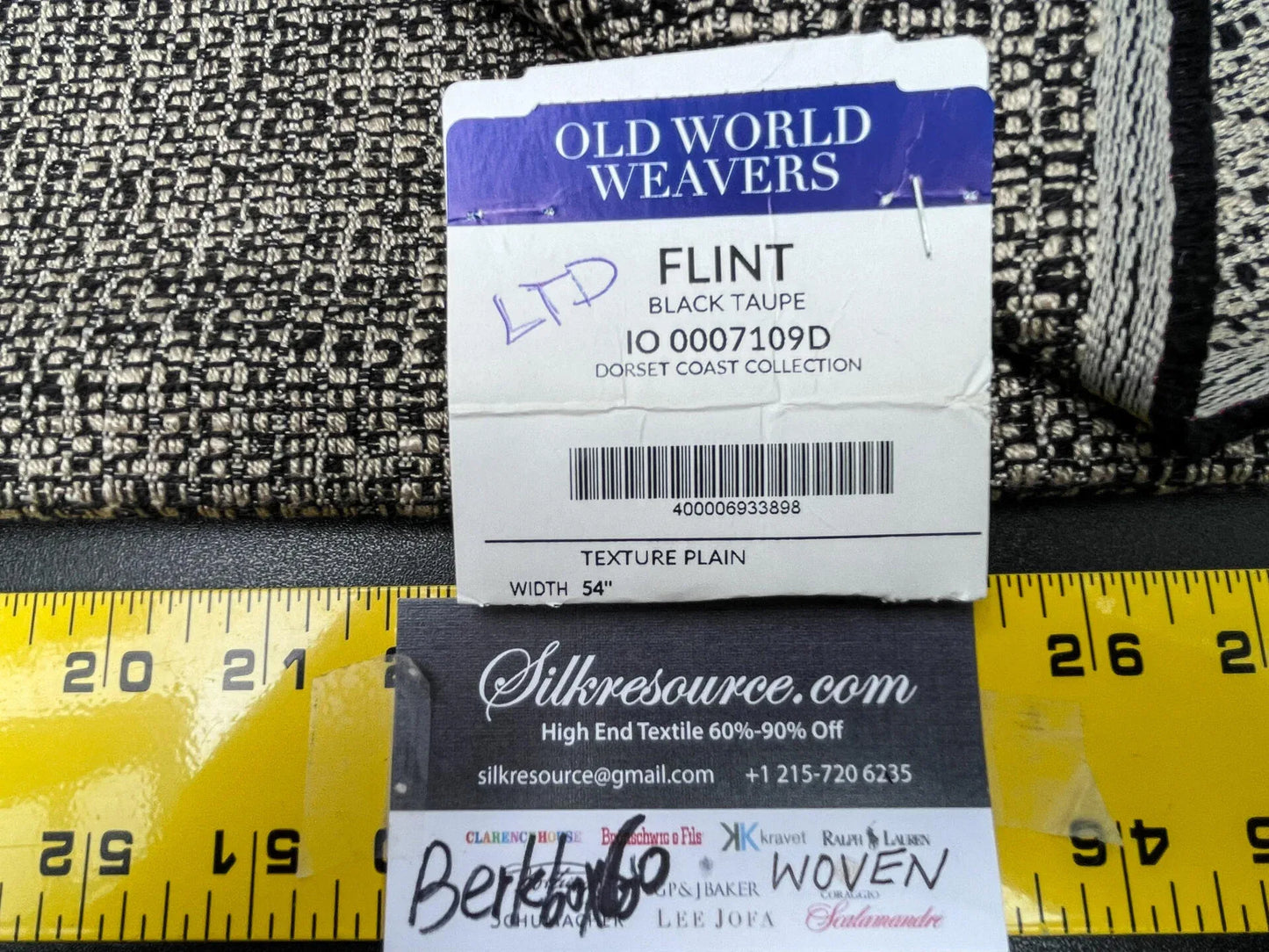 9 Berkbox60 2yard  Scalamandre FLINT BLACK Taupe Plain Solid MSRP USD190/y