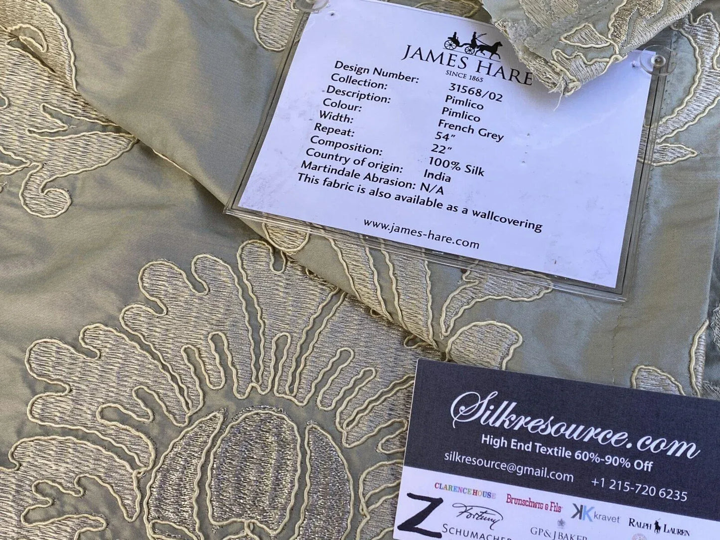 11 Boxz Scalamandre 28 Inches James Hare Pimlico French Gray Silk Embroidery