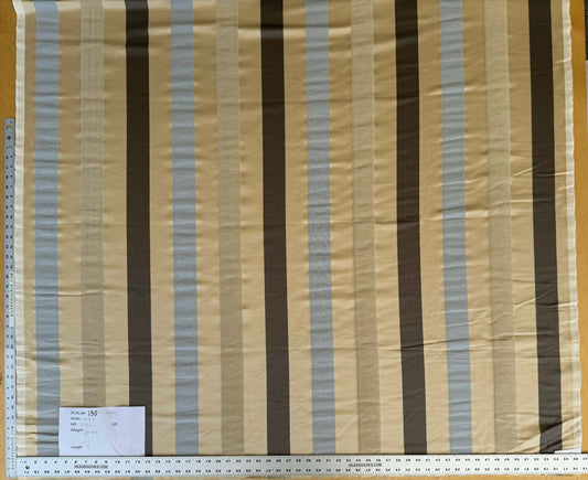by yard Scalamandre Gilles Stripe Beige Brown Blue Classy Silk Linen Jacquard Heavy Stripe MSRP278/y