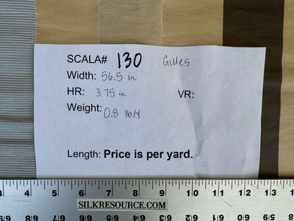 by yard Scalamandre Gilles Stripe Beige Brown Blue Classy Silk Linen Jacquard Heavy Stripe MSRP278/y