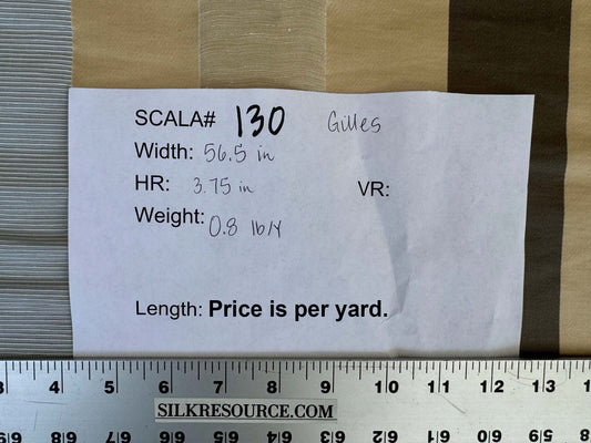 by yard Scalamandre Gilles Stripe Beige Brown Blue Classy Silk Linen Jacquard Heavy Stripe MSRP278/y