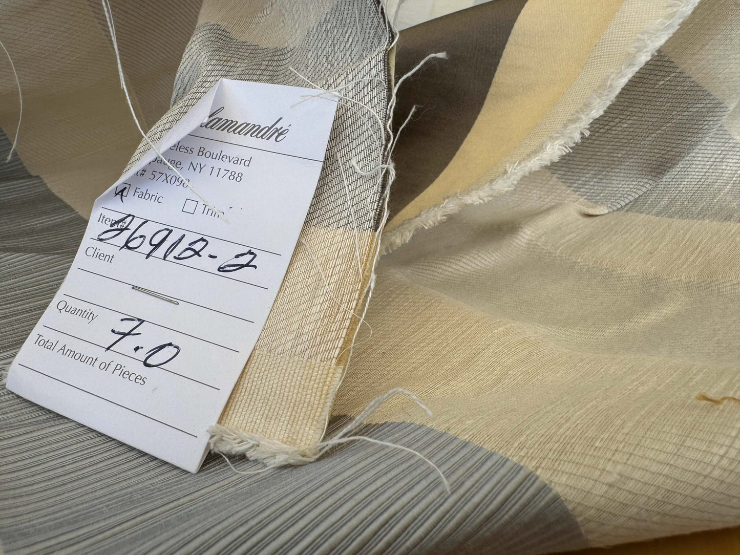 by yard Scalamandre Gilles Stripe Beige Brown Blue Classy Silk Linen Jacquard Heavy Stripe MSRP278/y