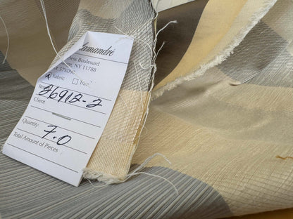 by yard Scalamandre Gilles Stripe Beige Brown Blue Classy Silk Linen Jacquard Heavy Stripe MSRP278/y