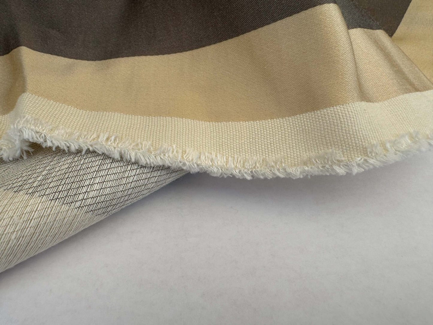 by yard Scalamandre Gilles Stripe Beige Brown Blue Classy Silk Linen Jacquard Heavy Stripe MSRP278/y