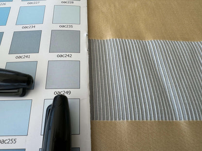 by yard Scalamandre Gilles Stripe Beige Brown Blue Classy Silk Linen Jacquard Heavy Stripe MSRP278/y