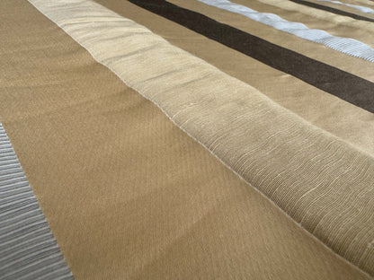 by yard Scalamandre Gilles Stripe Beige Brown Blue Classy Silk Linen Jacquard Heavy Stripe MSRP278/y
