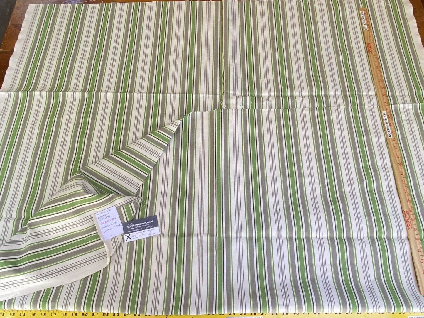 9 Boxx Scalamandre 1.2 Yard Andover Cotton Stripe Green Tea