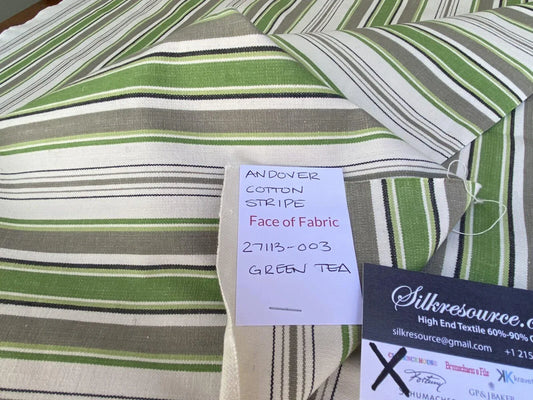 9 Boxx Scalamandre 1.2 Yard Andover Cotton Stripe Green Tea