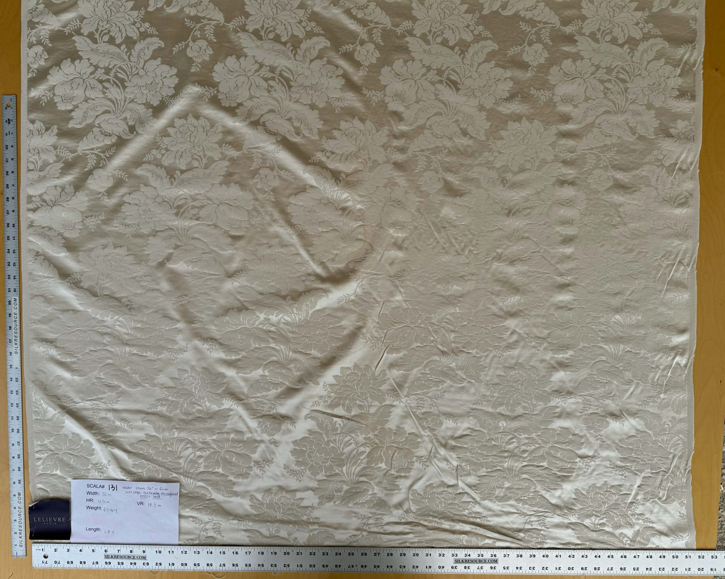 2.8y Scalamandre Leleivre Paris Alicante Damask White Cream Beige Damask Floral Renaissance Historic Viscose MSRP USD604/y