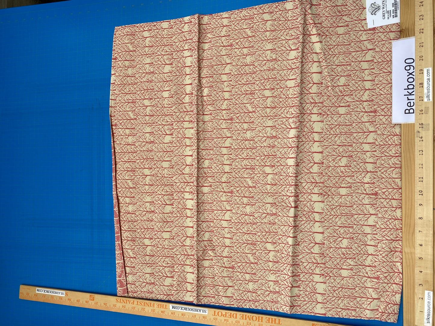 26 Berkbox90 Square Jacquard by Grey Watkins On a Limb Fucshia Pink Beige Botanical Foliage MSRP USD158/y