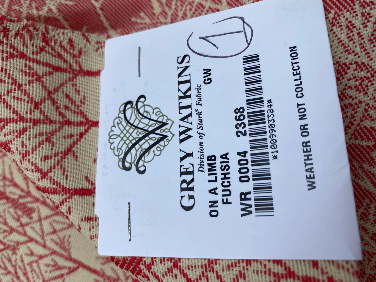 26 Berkbox90 Square Jacquard by Grey Watkins On a Limb Fucshia Pink Beige Botanical Foliage MSRP USD158/y