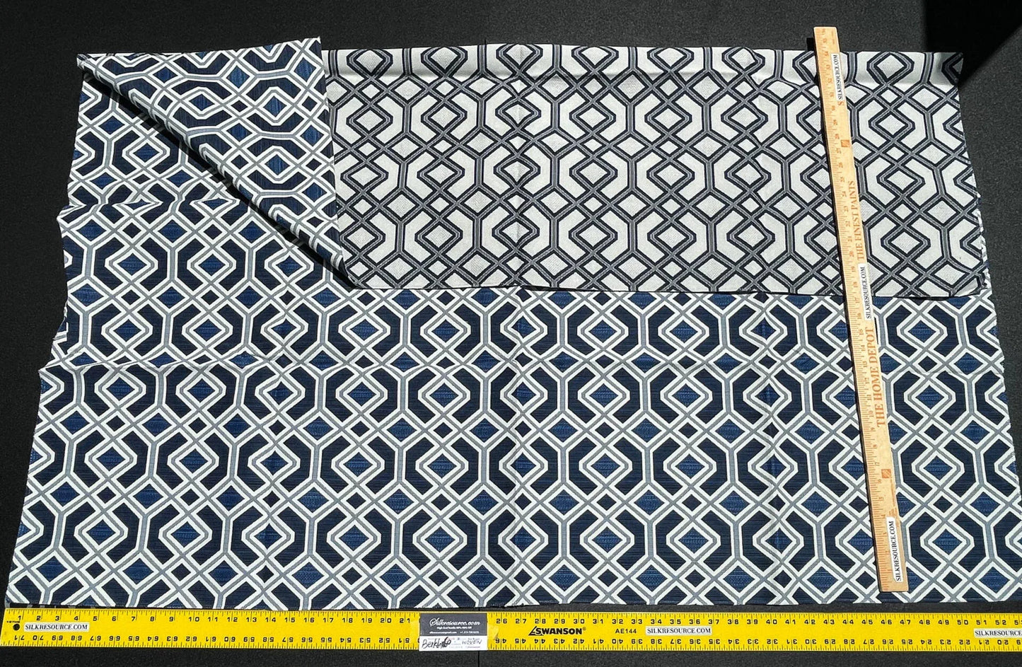 20 Berkbox60 1.5 yard Scalamandre OAK BLUFF INDIGO Blue Geometric Diamond MSRP USD208