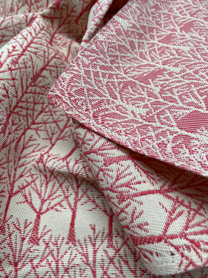 26 Berkbox90 Square Jacquard by Grey Watkins On a Limb Fucshia Pink Beige Botanical Foliage MSRP USD158/y