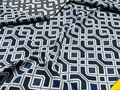 20 Berkbox60 1.5 yard Scalamandre OAK BLUFF INDIGO Blue Geometric Diamond MSRP USD208