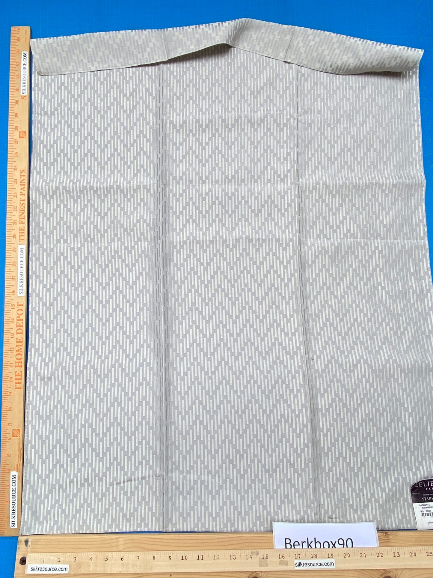 27 Berkbox90 Square Jacquard by Lelievre Paris Barette Aquamarine Blue Gray Chevron MSRP 516/y