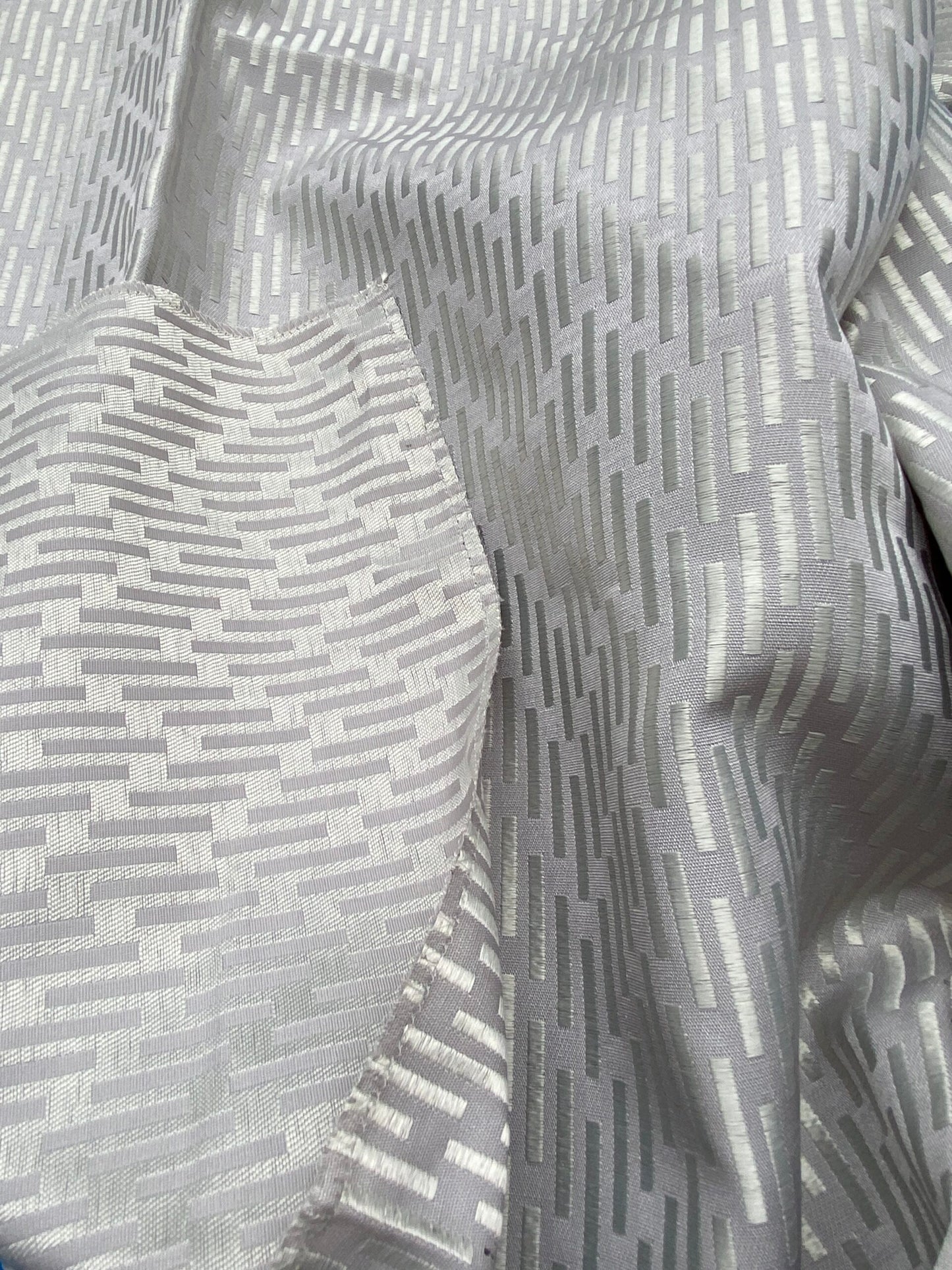 27 Berkbox90 Square Jacquard by Lelievre Paris Barette Aquamarine Blue Gray Chevron MSRP 516/y