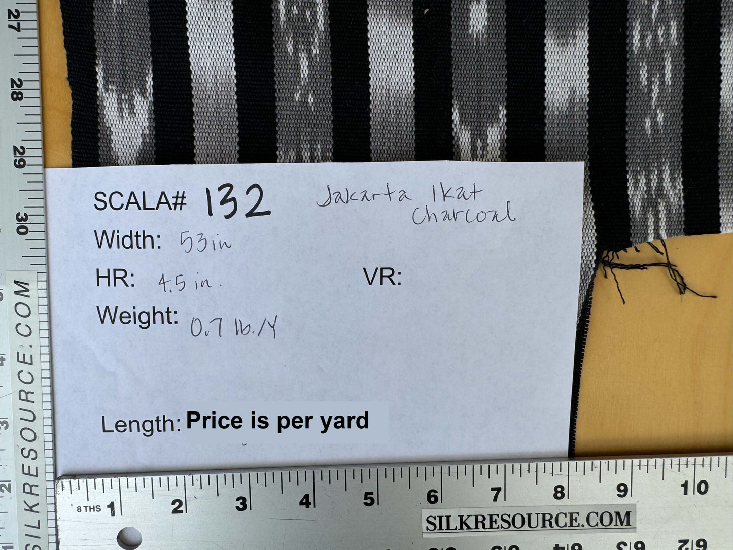 by yard Scalamandre Jakarta Ikat Stripe Charcoal Black Gray White Asian Ikat Warp Print MSRP USD 138/Y